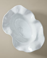 Wavy Oval Melamine Serving Bowl - White