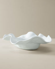 Wavy Oval Melamine Serving Bowl - White