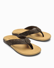 Men's OluKai Tuahine Palm Sandals - Dark Java