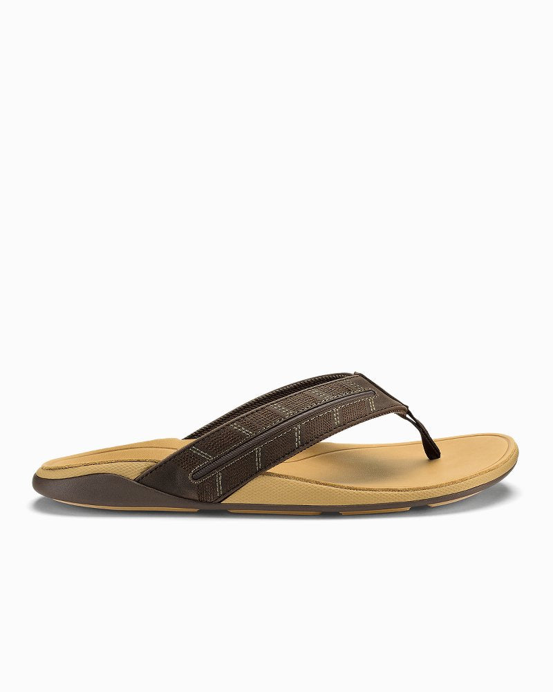 Men's OluKai Tuahine Palm Sandals - Dark Java