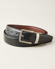 Reversible Wide Feather-Edge Belt - Black/Brown