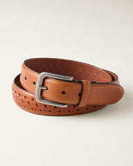 Feather-Edge Lace Leather Belt - Tan
