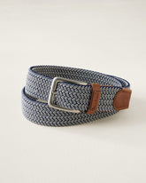 Tan Stretch Webbed Belt With Tabs - Navy/Tan