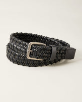 Waxed Cord Leather Stretch Belt - Black