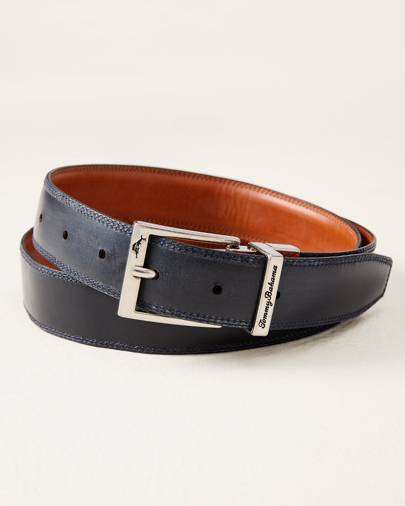 Big & Tall Reversible Leather Belt - Navy/Tan
