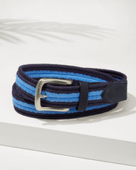 Big & Tall Two-Tone Herringbone Stretch Belt - Navy/Blue