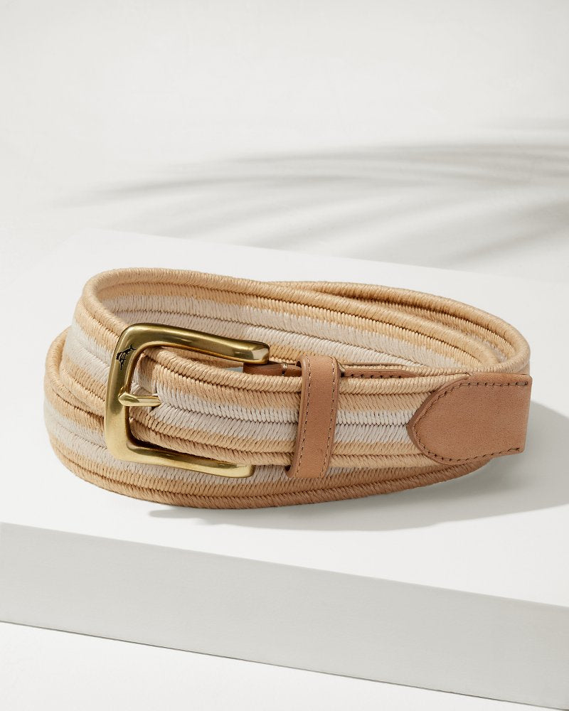 Big & Tall Two-Tone Herringbone Stretch Belt - Tan/Khaki