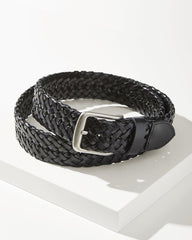 Big & Tall Leather Lace Braid Belt - Black
