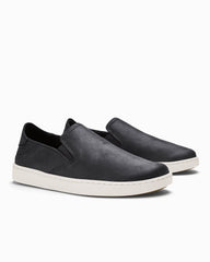 Women's OluKai Pehuea Leather Slip-On Shoes - Onyx