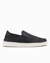 Women's OluKai Pehuea Leather Slip-On Shoes - Onyx