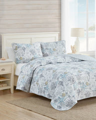 Beach Bliss Reversible 2-Piece Twin Quilt Set - Grey