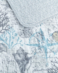 Beach Bliss Reversible 3-Piece King Quilt Set - Grey