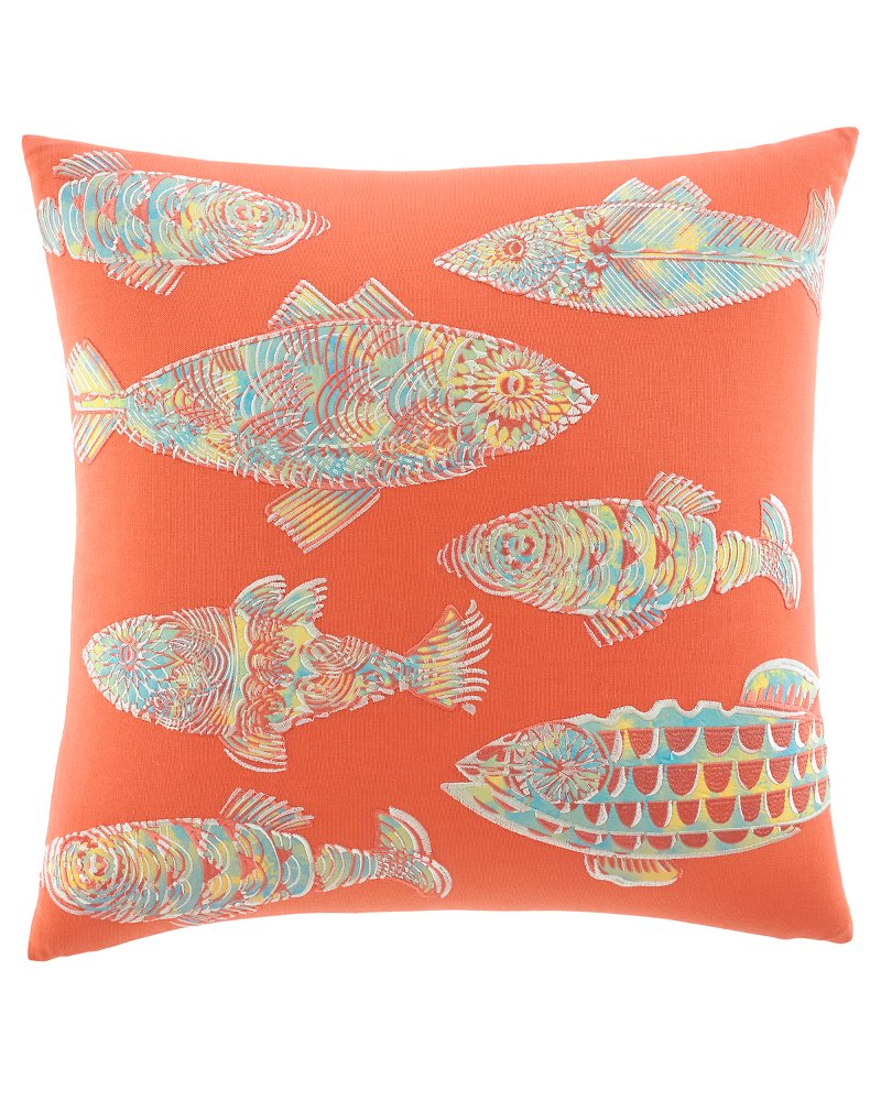 Batik Fish 20x20-inch Pillow - Multicolor