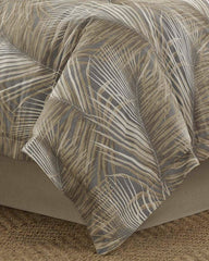 Raffia Palms Reversible 4-Piece California King Comforter Set - Grey