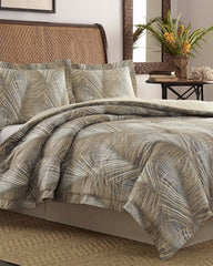 Raffia Palms Reversible 4-Piece California King Comforter Set - Grey