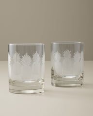 Etched Pineapple Double Old-Fashioned 13-oz. Glasses — Set of 2 - Clear