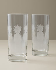 Etched Pineapple Highball 15-oz. Glasses — Set of 2 - Clear