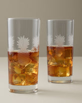 Etched Pineapple Highball 15-oz. Glasses — Set of 2 - Clear