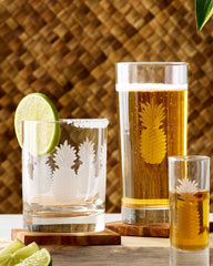 Etched Pineapple 15.75-oz. Stemless Wine Glasses — Set of 2 - Clear