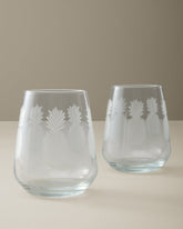 Etched Pineapple 15.75-oz. Stemless Wine Glasses — Set of 2 - Clear