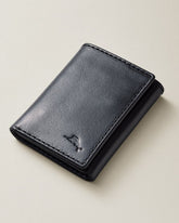 Heavy Stitch Leather Trifold Wallet - Black