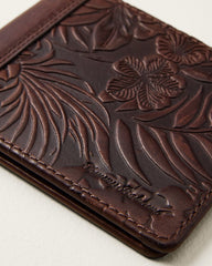 Embossed Bifold Leather Wallet - Brown