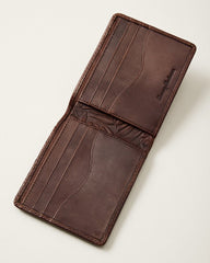 Embossed Bifold Leather Wallet - Brown