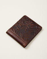 Embossed Bifold Leather Wallet - Brown