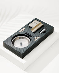 Cigar Accessories & Folding Ashtray Set - Black