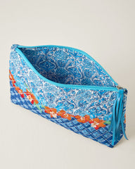 Tropical Quilted Pouch - Blue/Orange