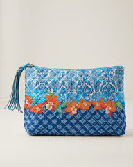 Tropical Quilted Pouch - Blue/Orange