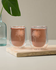 Stemless Palm Tree 12-oz. Wine Glasses - Set of 2 - Clear
