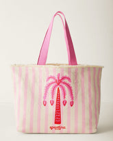 Spartina Pink Palm Embroidered Beach Tote - Pink Palms
