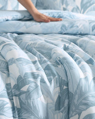 Palm Serenity Reversible 5-Piece Full/Queen Comforter Set - Blue