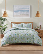 Floral Enchantment Reversible 3-Piece King Comforter Set - Light Blue/Aqua