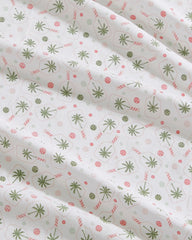 Pickleball Palm 4-Piece Queen Sheet Set - White/Pink