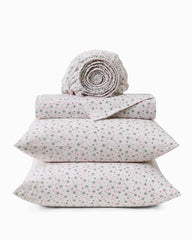 Pickleball Palm 4-Piece Queen Sheet Set - White/Pink