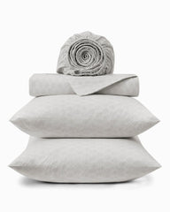 Line Palms 4-Piece King Sheet Set - Stone Grey