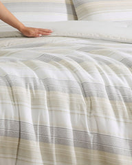 Canal Island Stripe Reversible 3-Piece Full/Queen Comforter Set - Beige/Grey