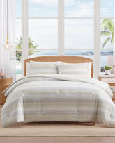 Canal Island Stripe Reversible 3-Piece Full/Queen Comforter Set - Beige/Grey
