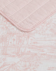 Beach Toile Reversible 3-Piece Full/Queen Quilt Set - Pink