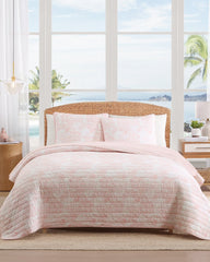 Beach Toile Reversible 3-Piece Full/Queen Quilt Set - Pink