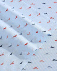 Iconic Marlin 4-Piece Queen Sheet Set - Blue/Red