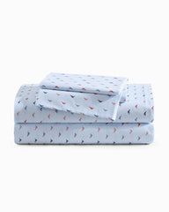 Iconic Marlin 4-Piece Queen Sheet Set - Blue/Red