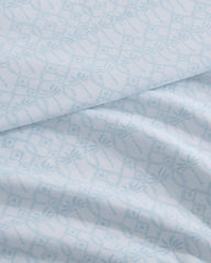 Palm Tree Ikat 4-Piece King Sheet Set - White/Light Blue