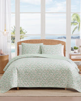 Pineapple Bloom 3-Piece King Quilt Set - Pink/Greenpistachio Green