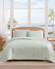 Pineapple Bloom 3-Piece King Quilt Set - Pink/Greenpistachio Green