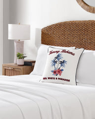 Palm Paradise Decorative Pillow - Blue/Red