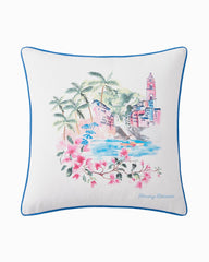 Watercolor Scenic Decorative Pillow - Pink/Blue
