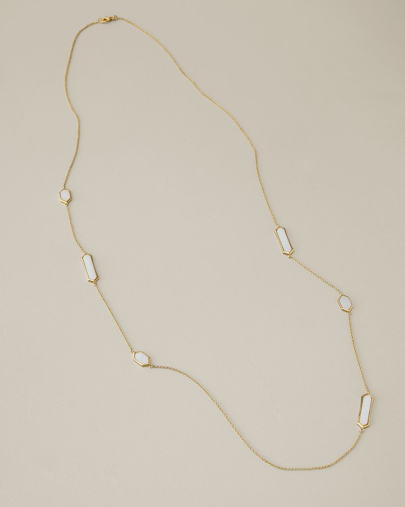 Royal Coast Mother of Pearl Station Necklace - Gold